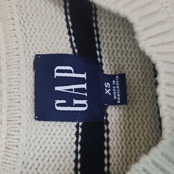 GAP Striped Black & Cream Knit Sweater XS - Picture 2 of 16